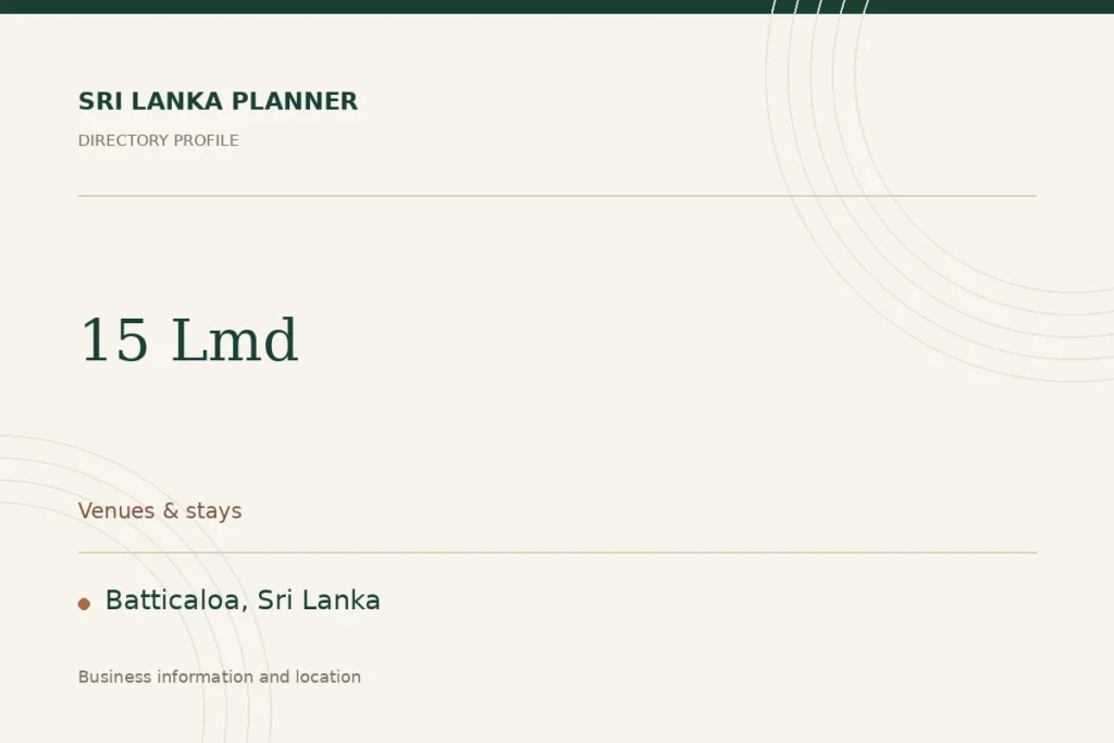 Directory cover for 15 Lmd in Batticaloa, Sri Lanka, showing the business name and category.