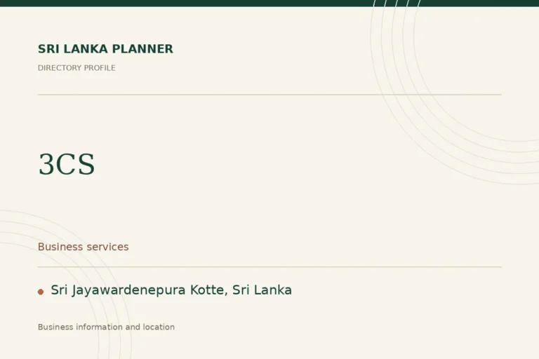 Directory cover for 3CS in Sri Jayawardenepura Kotte, Sri Lanka, showing the business name and category.