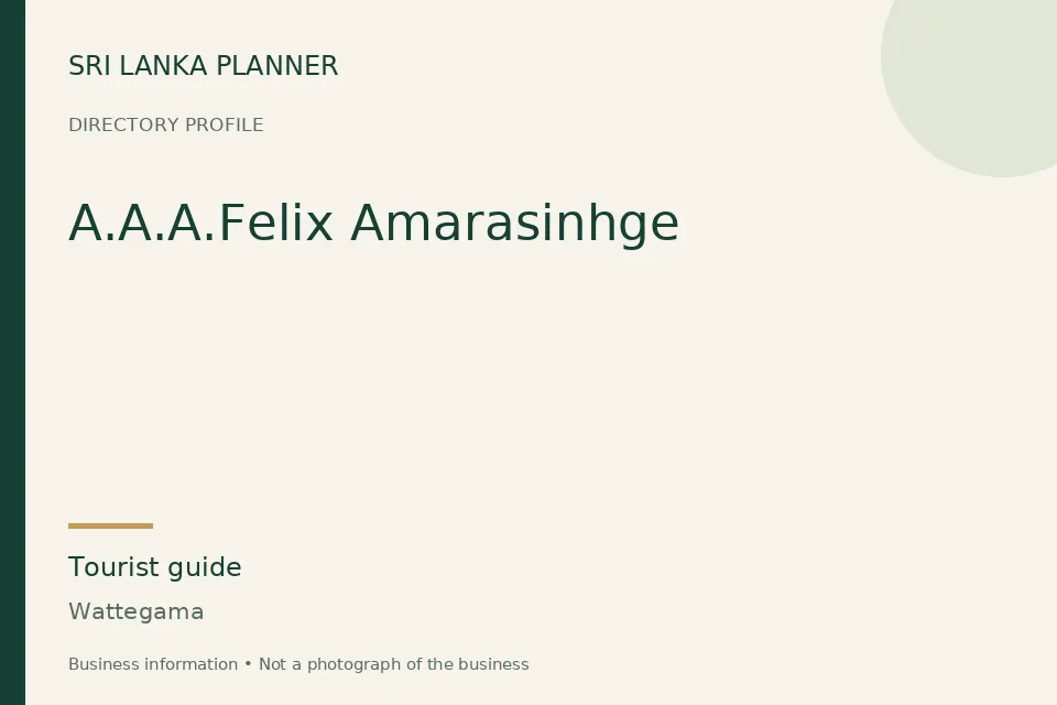 Directory cover for A.A.A.Felix Amarasinhge in Wattegama, Sri Lanka
