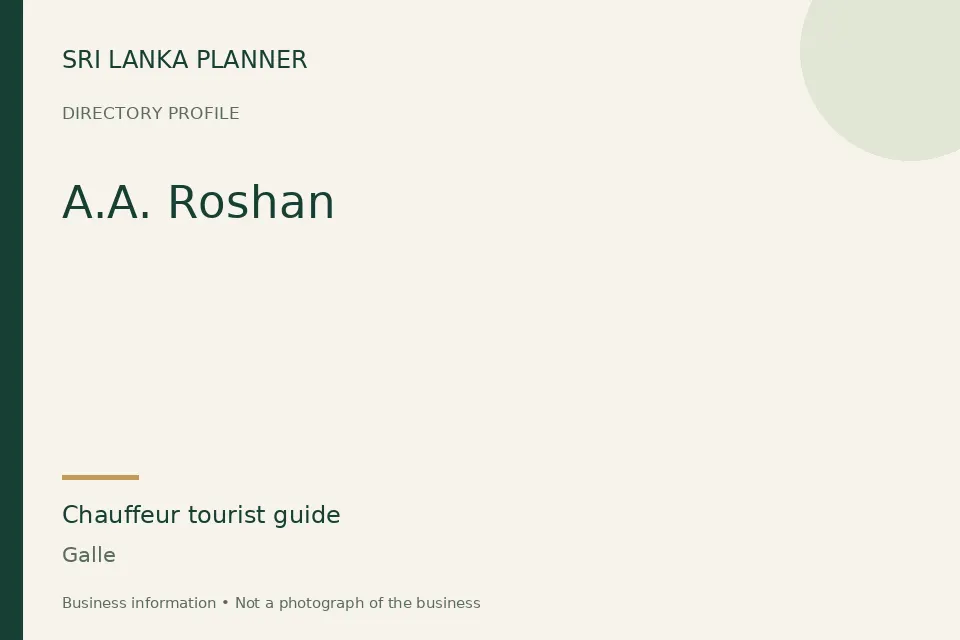 Directory cover for A.A. Roshan in Galle, Sri Lanka
