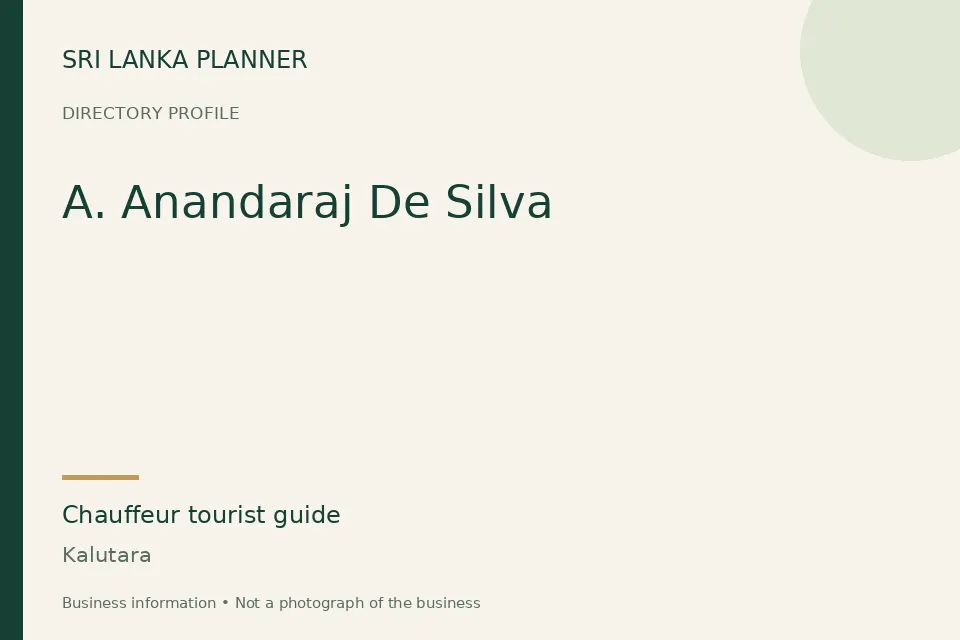 Directory cover for A. Anandaraj De Silva in Kalutara, Sri Lanka