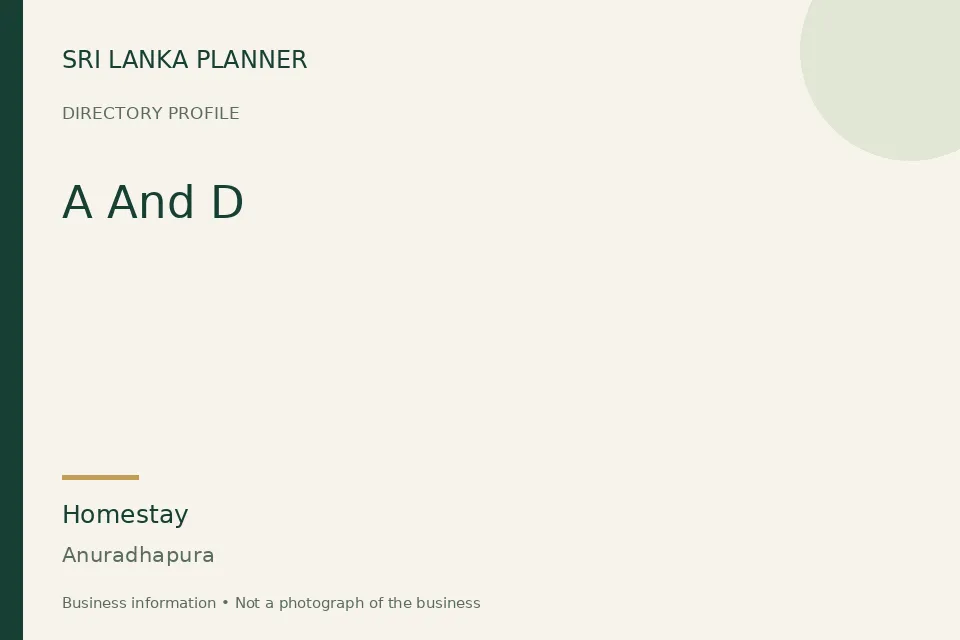 Directory cover for A And D in Anuradhapura, Sri Lanka