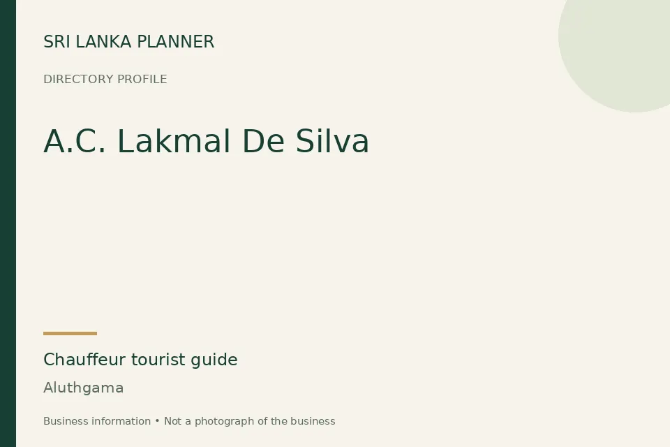 Directory cover for A.C. Lakmal De Silva in Aluthgama, Sri Lanka
