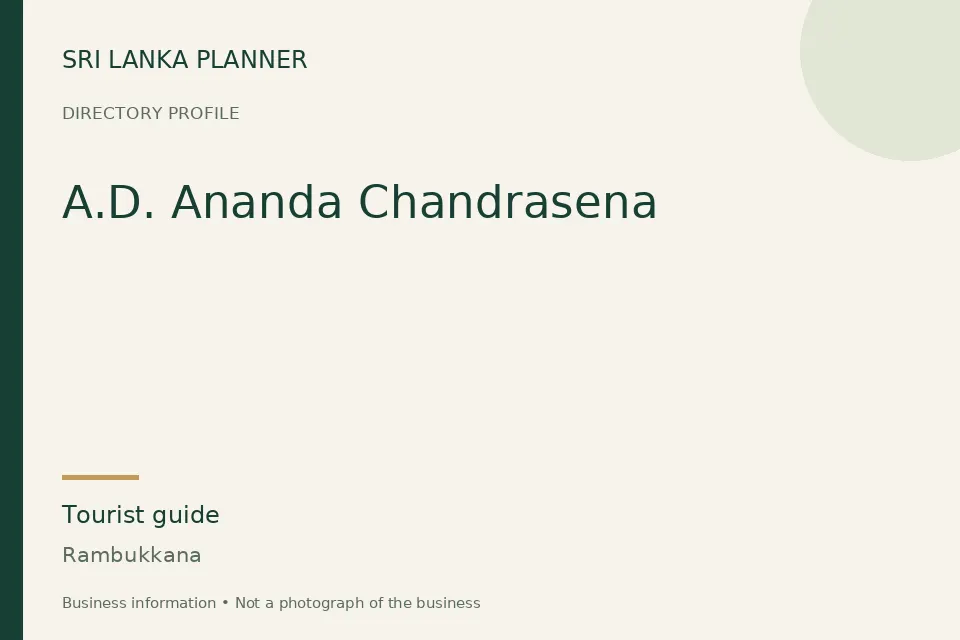 Directory cover for A.D. Ananda Chandrasena in Rambukkana, Sri Lanka