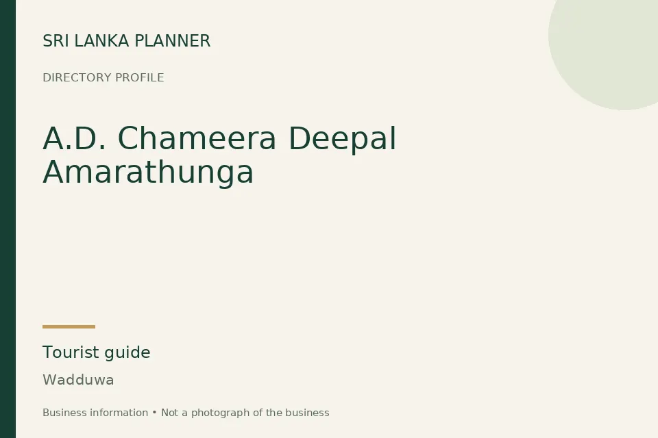 Directory cover for A.D. Chameera Deepal Amarathunga in Wadduwa, Sri Lanka