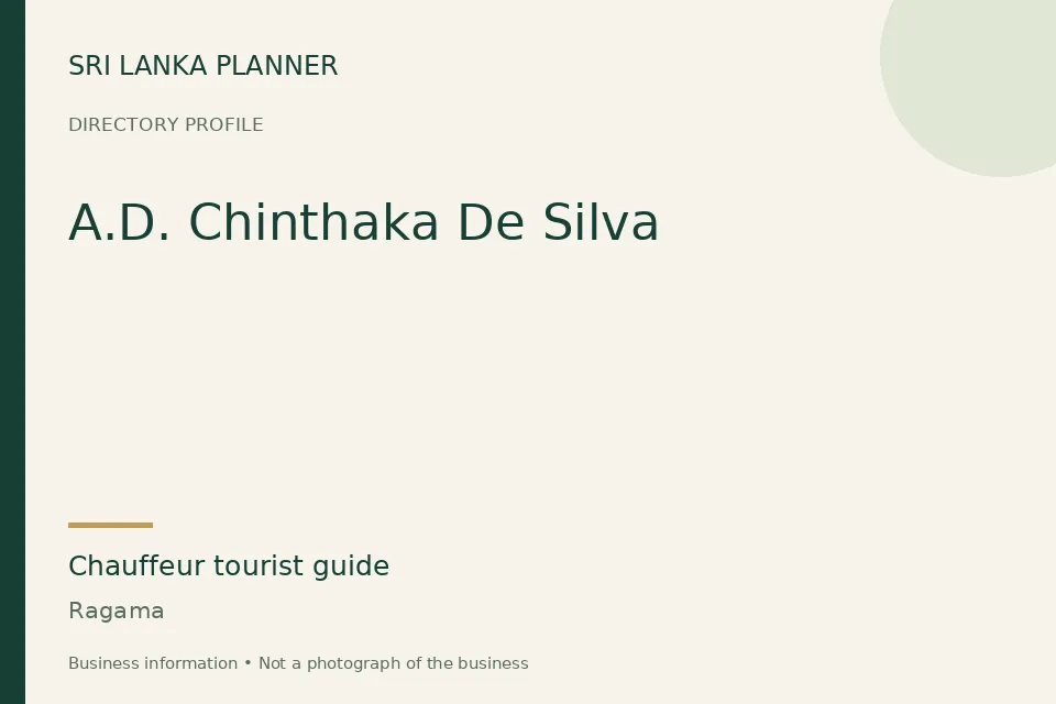 Directory cover for A.D. Chinthaka De Silva in Ragama, Sri Lanka