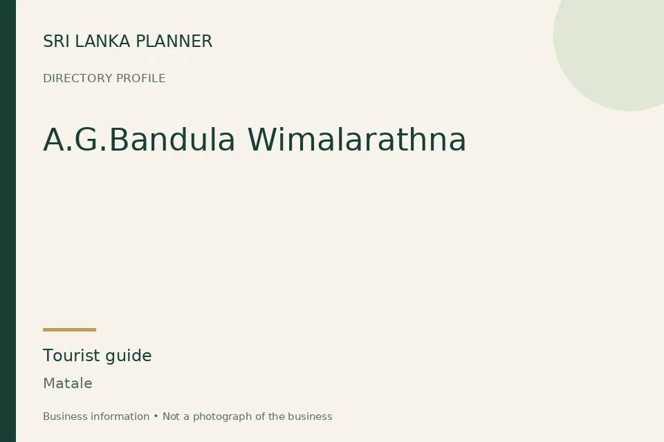 Directory cover for A.G.Bandula Wimalarathna in Matale, Sri Lanka