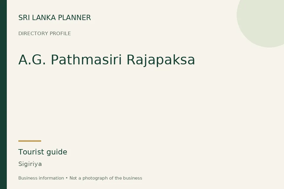 Directory cover for A.G. Pathmasiri Rajapaksa in Sigiriya, Sri Lanka