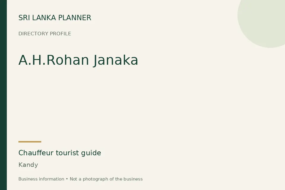 Directory cover for A.H.Rohan Janaka in Kandy, Sri Lanka