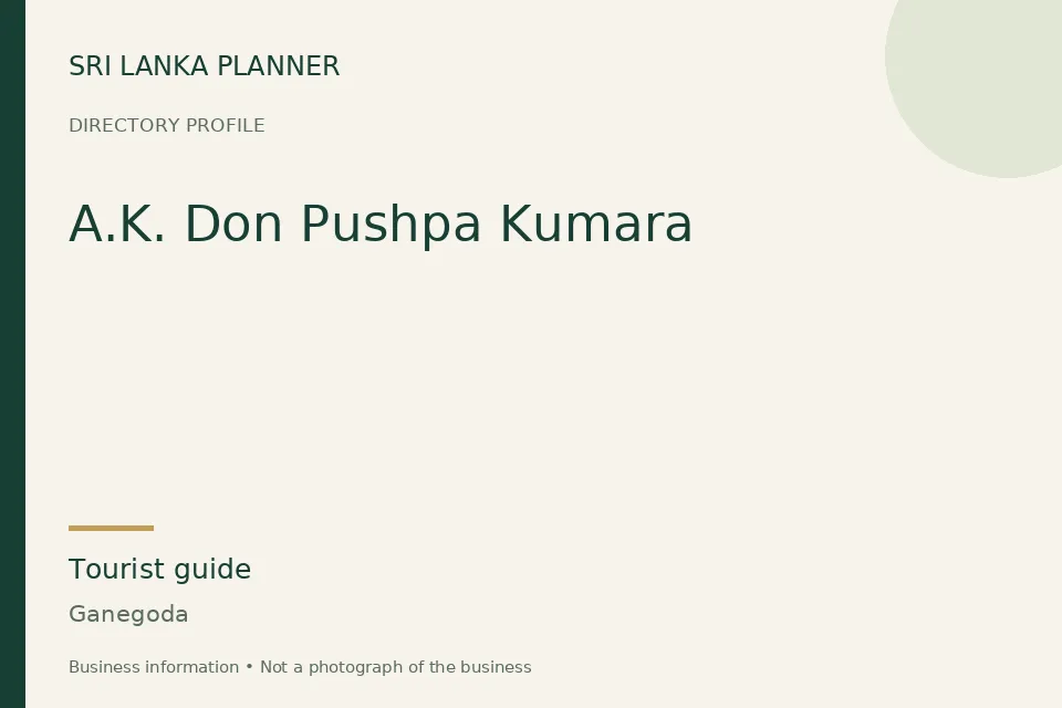 Directory cover for A.K. Don Pushpa Kumara in Ganegoda, Sri Lanka