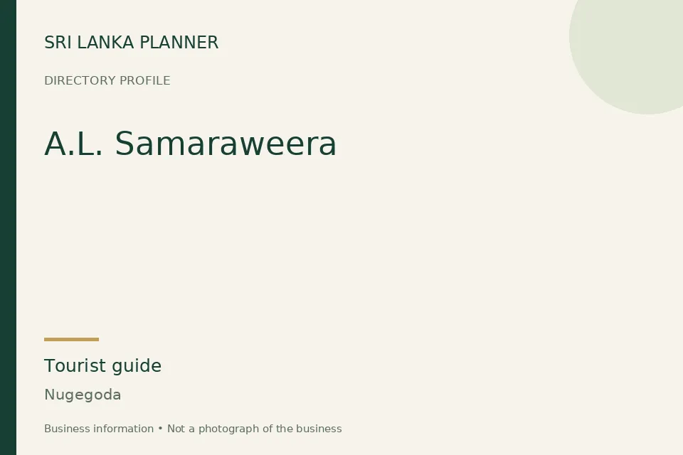 Directory cover for A.L. Samaraweera in Nugegoda, Sri Lanka