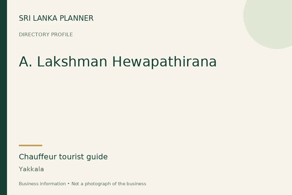 Directory cover for A. Lakshman Hewapathirana in Yakkala, Sri Lanka
