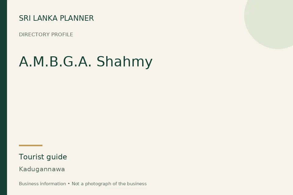 Directory cover for A.M.B.G.A. Shahmy in Kadugannawa, Sri Lanka