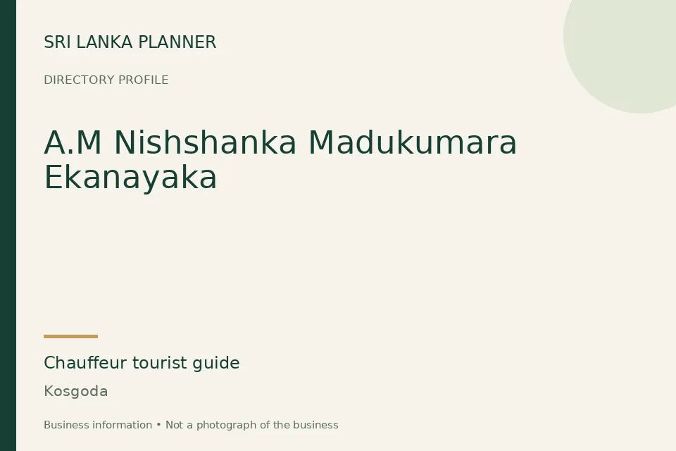 Directory cover for A.M Nishshanka Madukumara Ekanayaka in Kosgoda, Sri Lanka