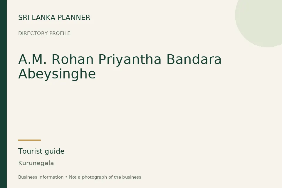 Directory cover for A.M. Rohan Priyantha Bandara Abeysinghe in Kurunegala, Sri Lanka