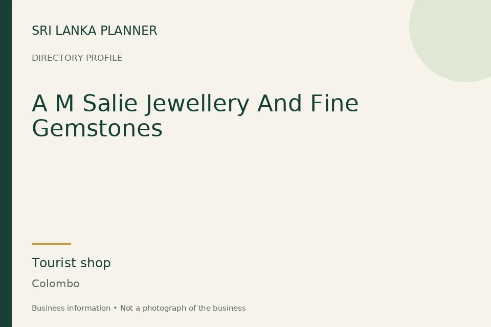 Directory cover for A M Salie Jewellery And Fine Gemstones in Colombo, Sri Lanka