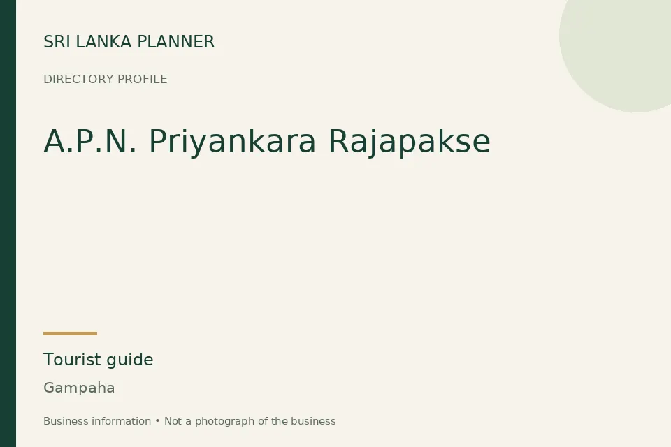 Directory cover for A.P.N. Priyankara Rajapakse in Gampaha, Sri Lanka