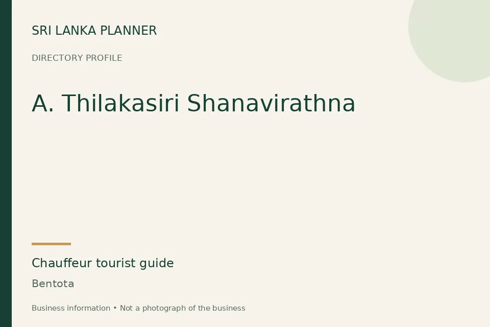 Directory cover for A. Thilakasiri Shanavirathna in Bentota, Sri Lanka