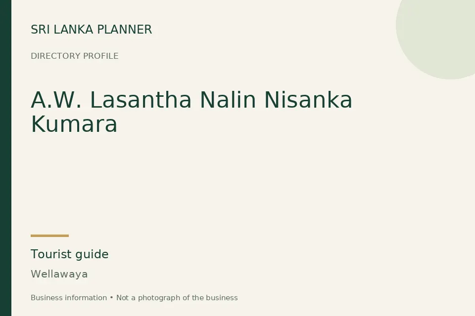 Directory cover for A.W. Lasantha Nalin Nisanka Kumara in Wellawaya, Sri Lanka