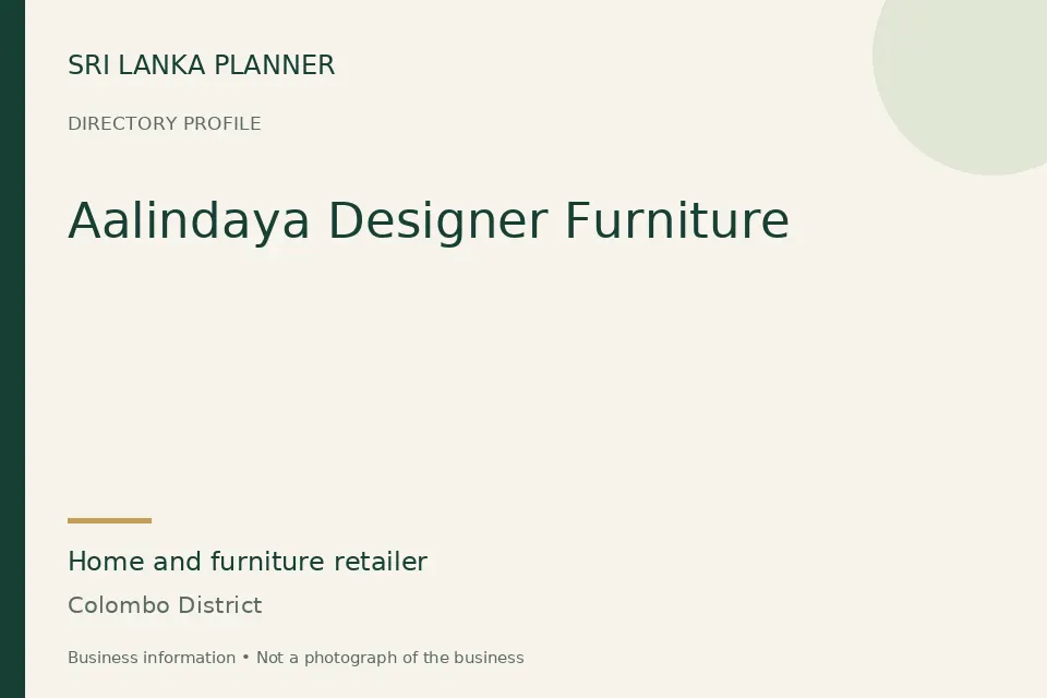 Directory cover for Aalindaya Designer Furniture in Colombo District, Sri Lanka