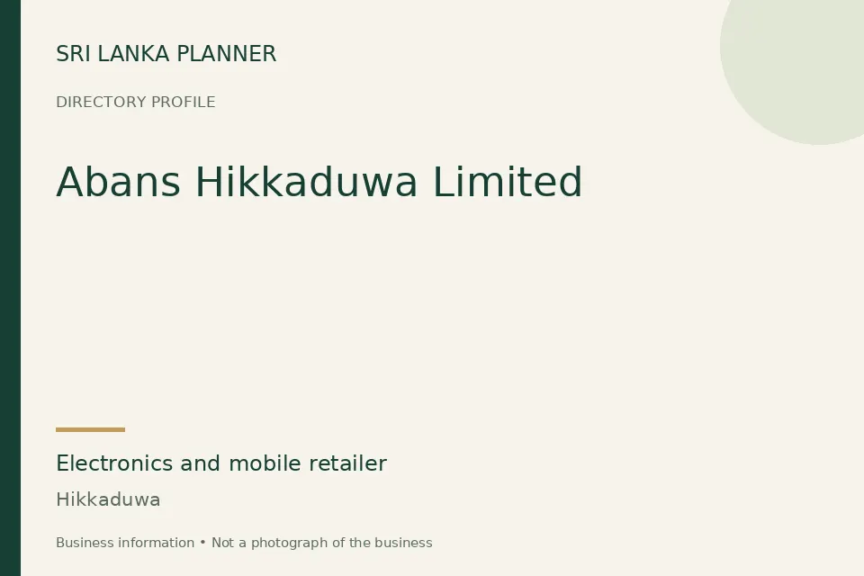 Directory cover for Abans Hikkaduwa Limited in Hikkaduwa, Sri Lanka