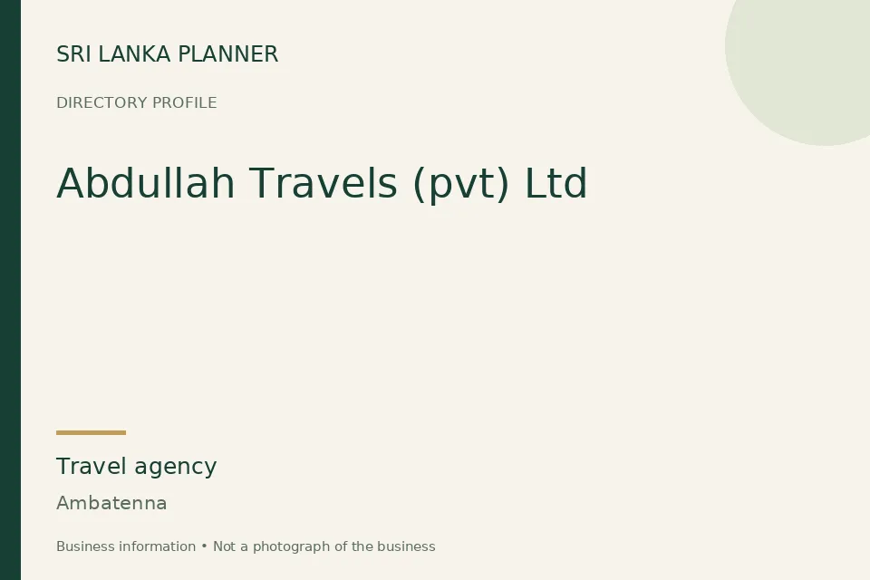 Directory cover for Abdullah Travels (pvt) Ltd in Ambatenna, Sri Lanka