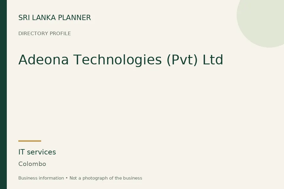 Directory cover for Adeona Technologies (Pvt) Ltd in Colombo, Sri Lanka
