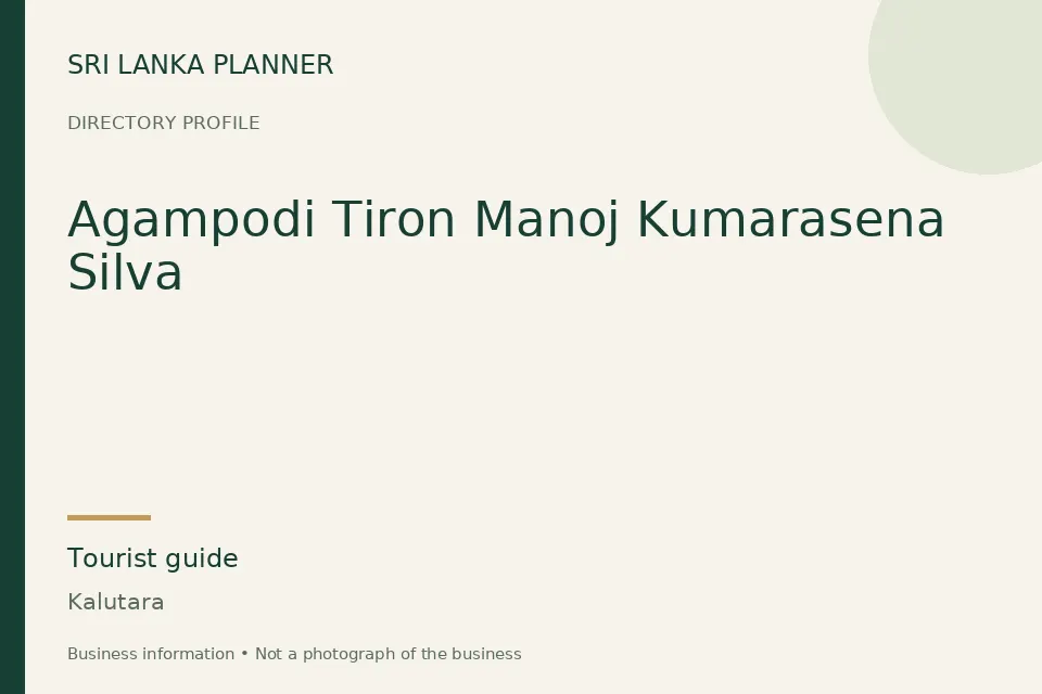 Directory cover for Agampodi Tiron Manoj Kumarasena Silva in Kalutara, Sri Lanka