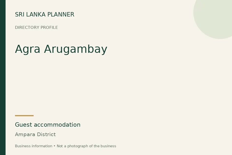 Directory cover for Agra Arugambay in Ampara District, Sri Lanka