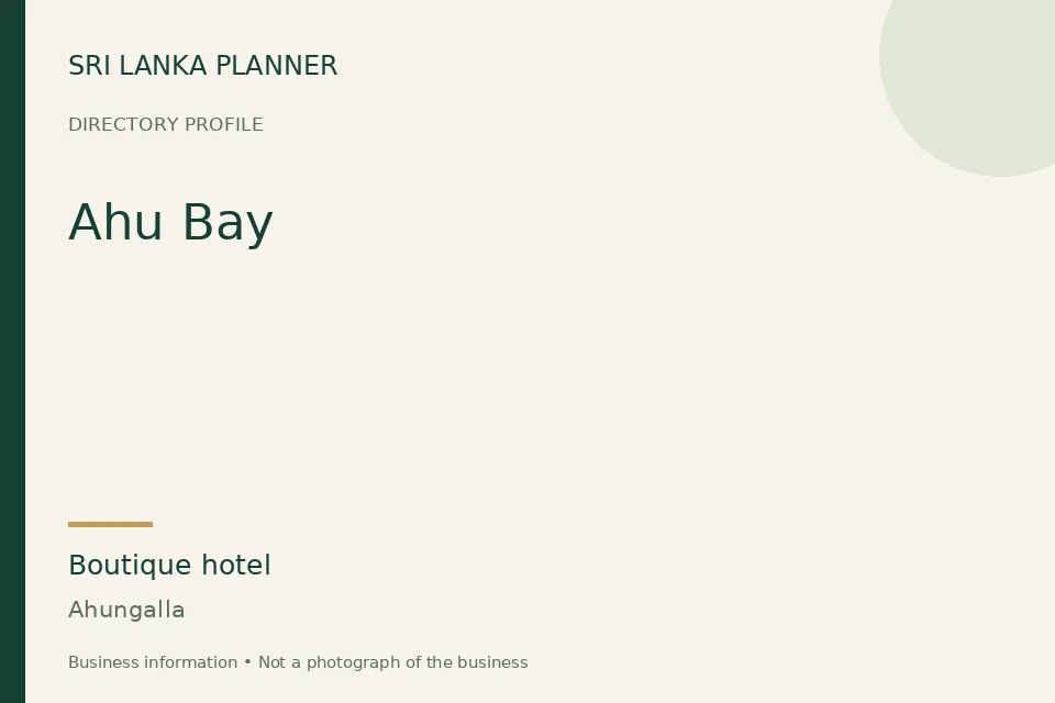 Directory cover for Ahu Bay in Ahungalla, Sri Lanka