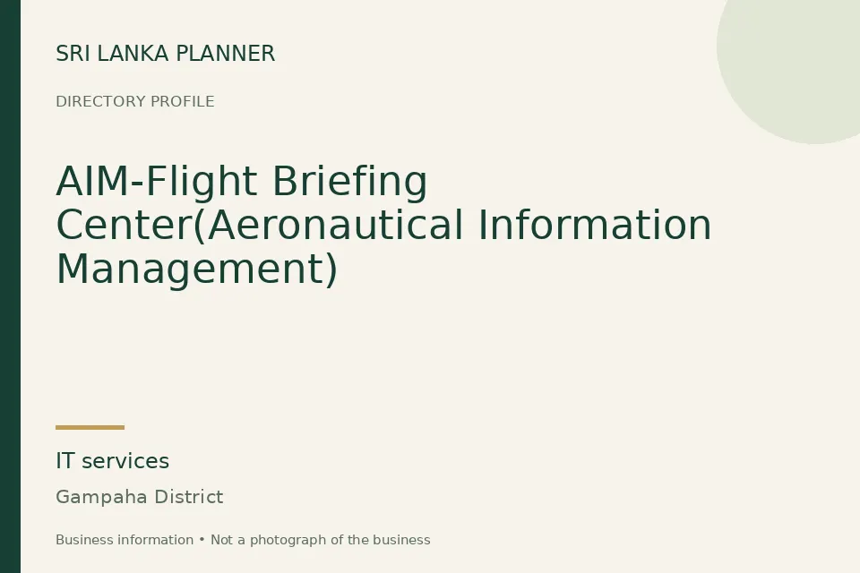 Directory cover for AIM-Flight Briefing Center(Aeronautical Information Management) in Gampaha District, Sri Lanka
