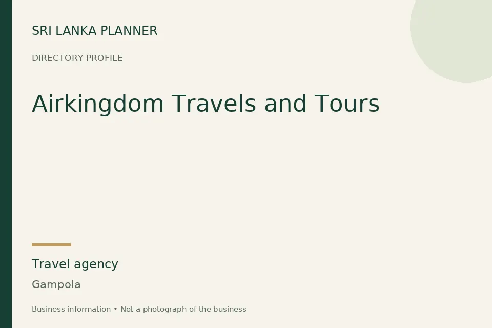 Directory cover for Airkingdom Travels and Tours in Gampola, Sri Lanka