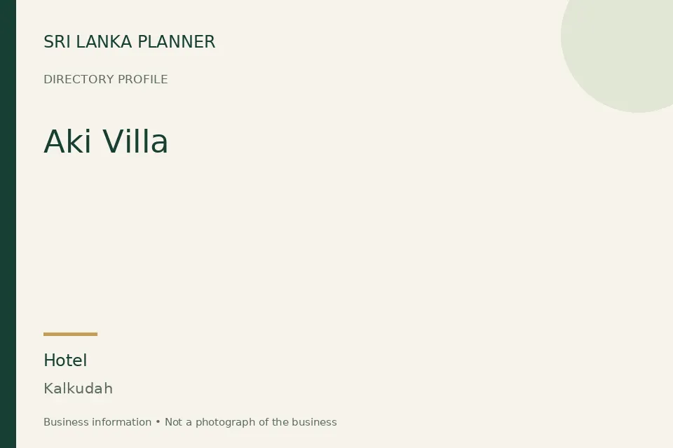 Directory cover for Aki Villa in Kalkudah, Sri Lanka