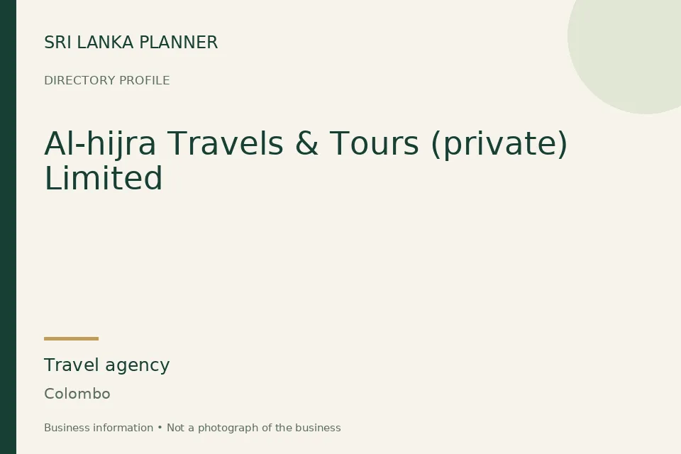 Directory cover for Al-hijra Travels & Tours (private) Limited in Colombo, Sri Lanka