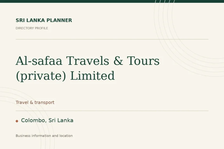 Directory cover for Al-safaa Travels & Tours (private) Limited in Colombo, Sri Lanka, showing the business name and category.