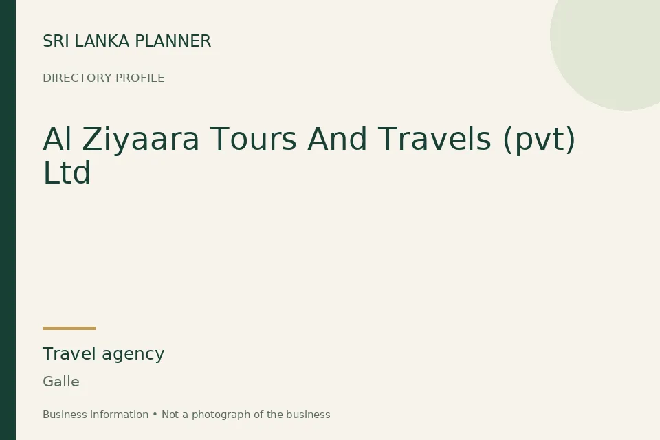 Directory cover for Al Ziyaara Tours And Travels (pvt) Ltd in Galle, Sri Lanka