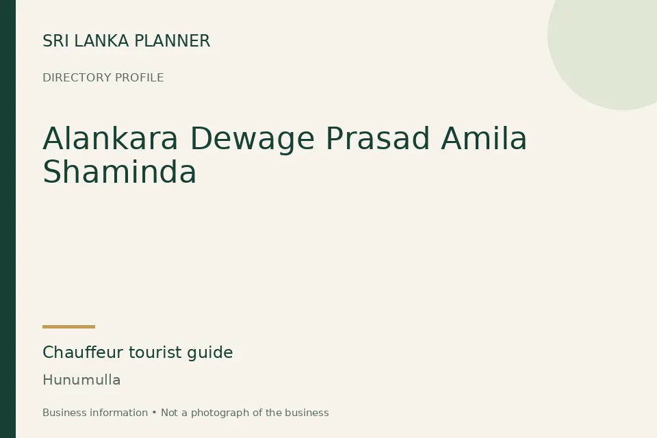 Directory cover for Alankara Dewage Prasad Amila Shaminda in Hunumulla, Sri Lanka
