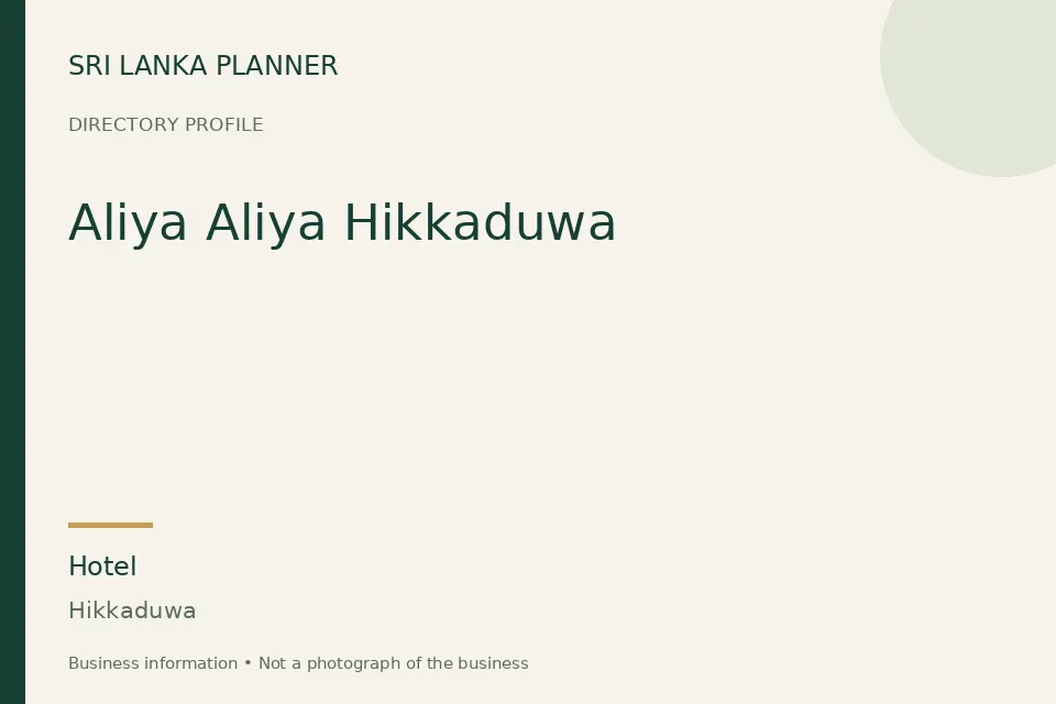 Directory cover for Aliya Aliya Hikkaduwa in Hikkaduwa, Sri Lanka