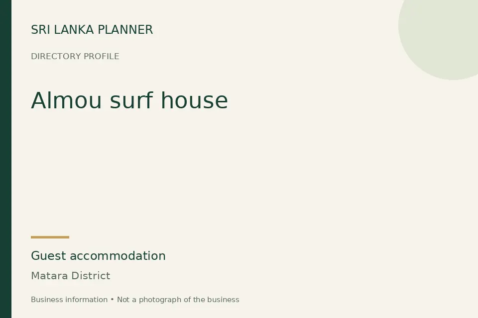 Directory cover for Almou surf house in Matara District, Sri Lanka