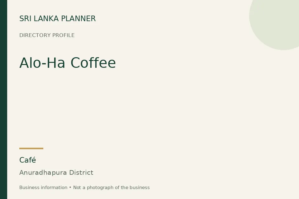 Directory cover for Alo-Ha Coffee in Anuradhapura District, Sri Lanka