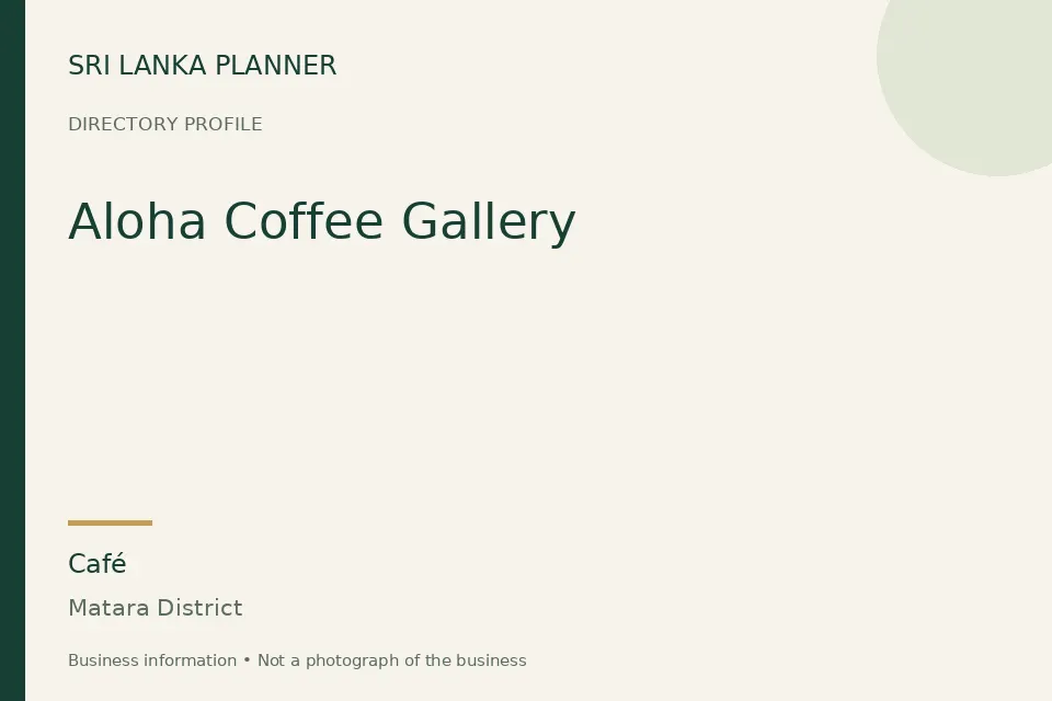 Directory cover for Aloha Coffee Gallery in Matara District, Sri Lanka