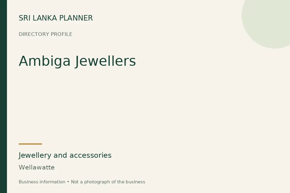 Directory cover for Ambiga Jewellers in Wellawatte, Sri Lanka