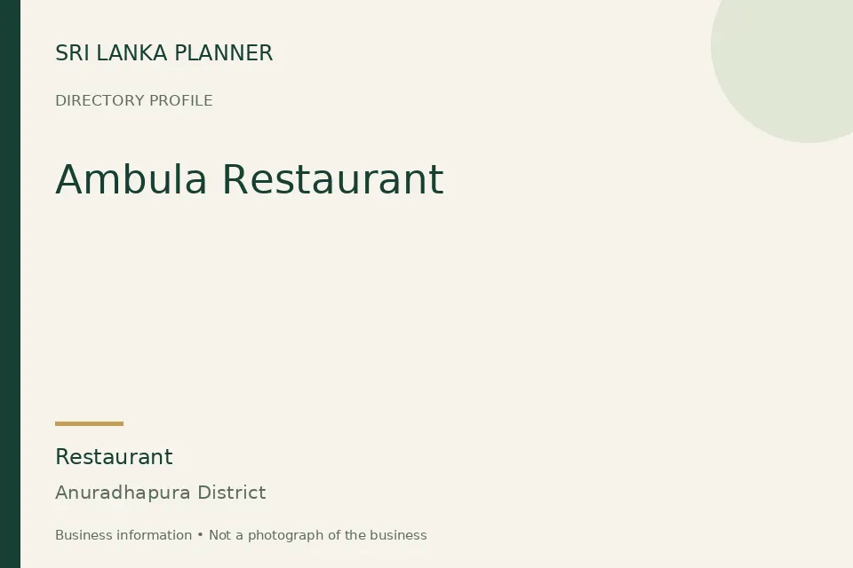 Directory cover for Ambula Restaurant in Anuradhapura District, Sri Lanka