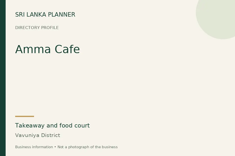 Directory cover for Amma Cafe in Vavuniya District, Sri Lanka