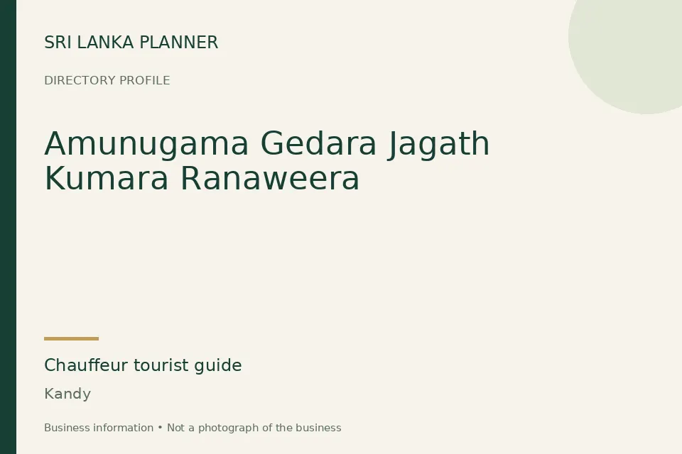 Directory cover for Amunugama Gedara Jagath Kumara Ranaweera in Kandy, Sri Lanka