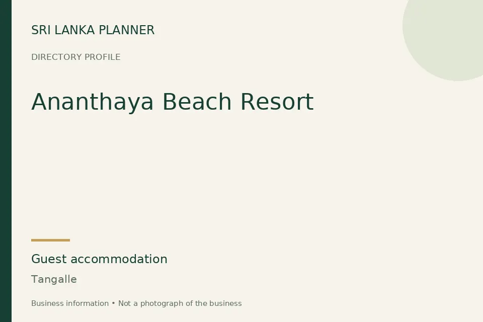 Directory cover for Ananthaya Beach Resort in Tangalle, Sri Lanka