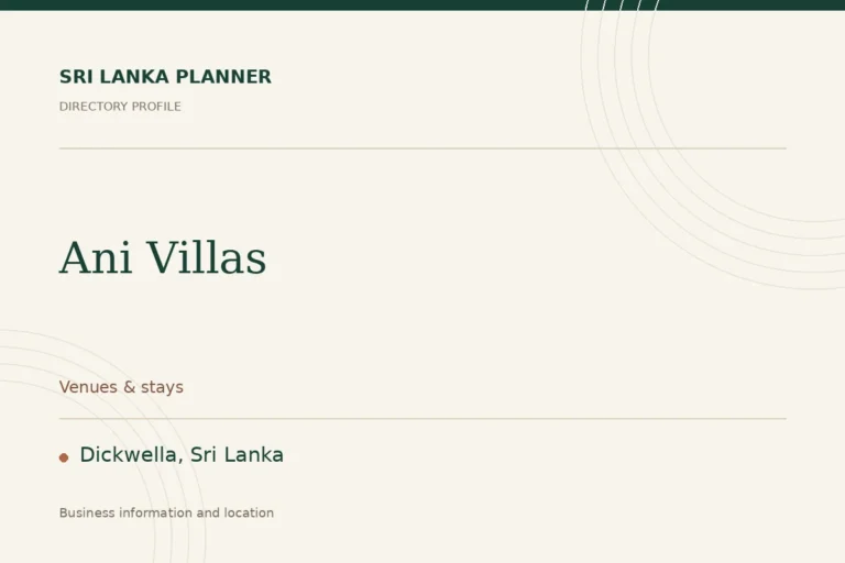Directory cover for Ani Villas in Dickwella, Sri Lanka, showing the business name and category.