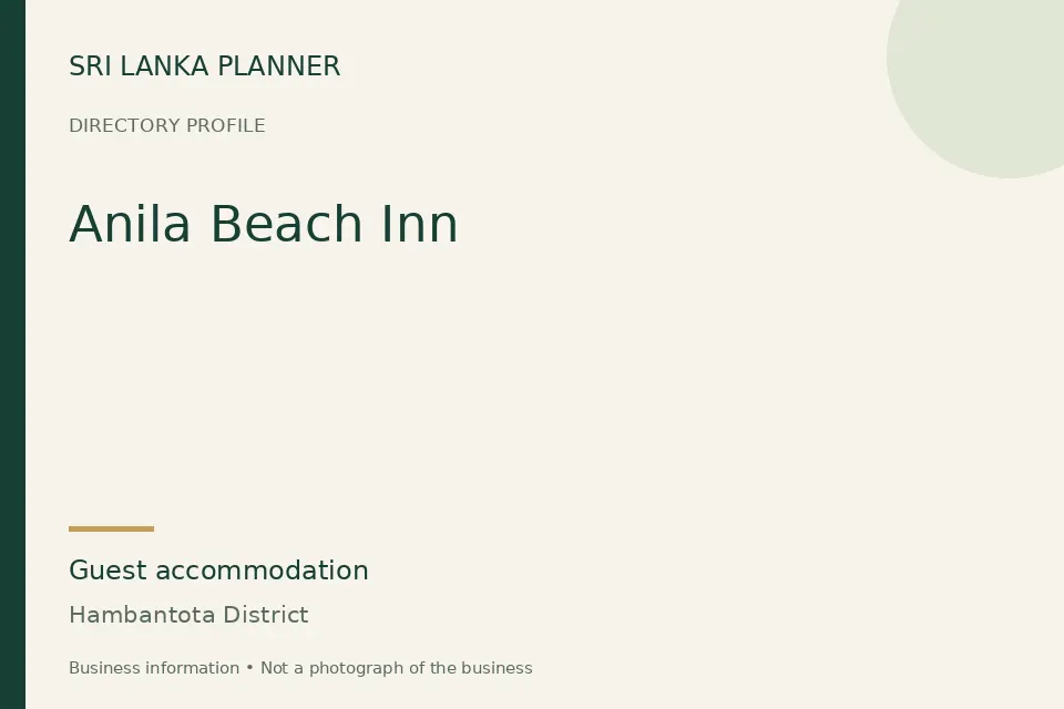Directory cover for Anila Beach Inn in Hambantota District, Sri Lanka