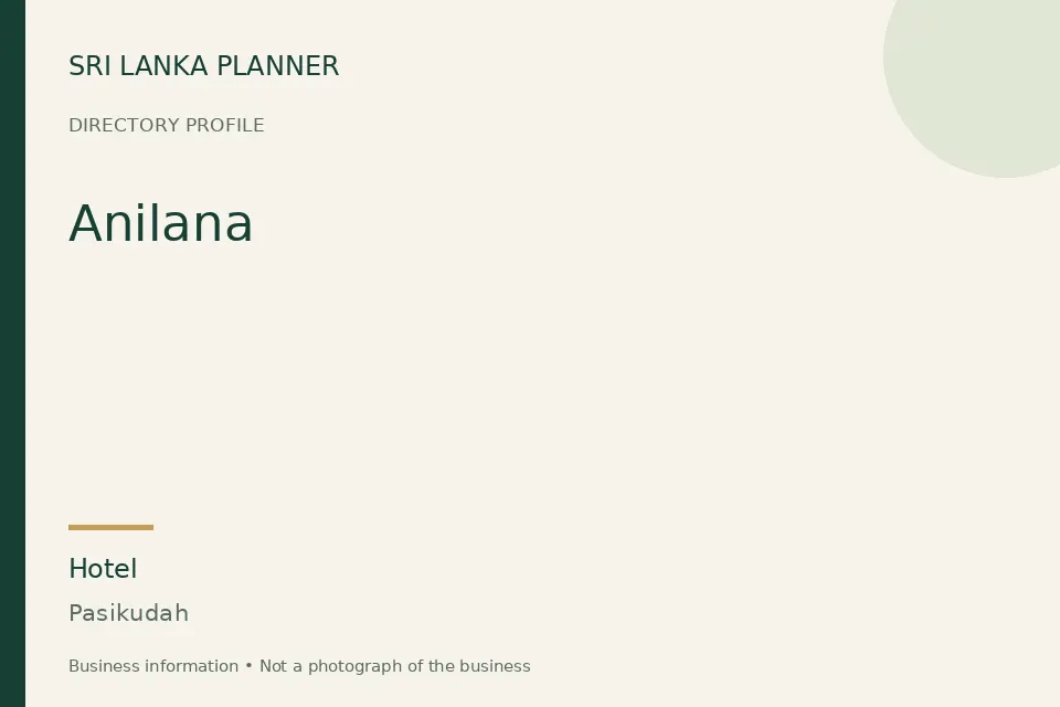 Directory cover for Anilana in Pasikudah, Sri Lanka