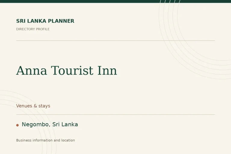 Directory cover for Anna Tourist Inn in Negombo, Sri Lanka, showing the business name and category.